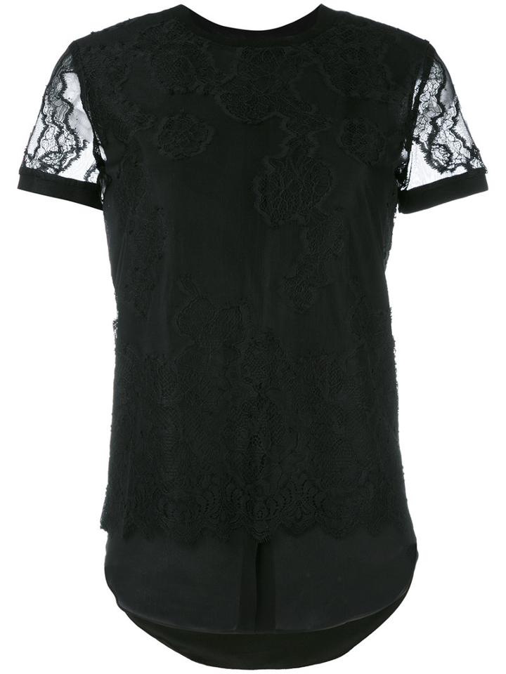 Twin-set Lace Details T-shirt, Women's, Size: Xs, Black, Polyester/polyamide/silk