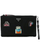 Prada Enamel Badge Clutch - Black