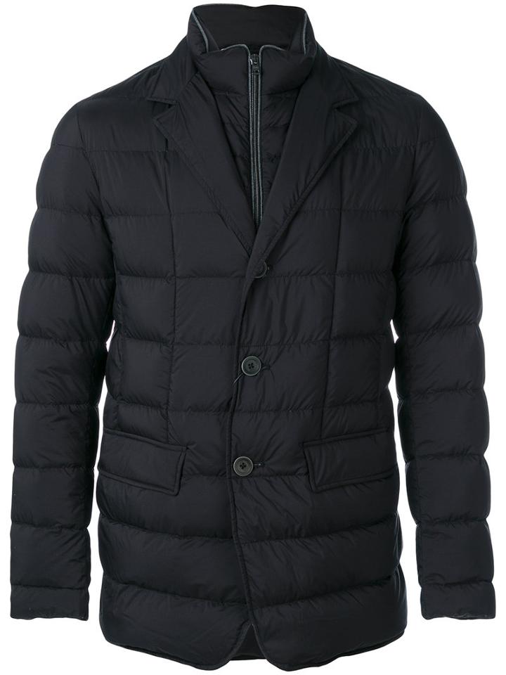 Herno - Quilted Zip Collar Blazer - Men - Feather Down/polyamide/polyurethane/virgin Wool - 54, Blue, Feather Down/polyamide/polyurethane/virgin Wool