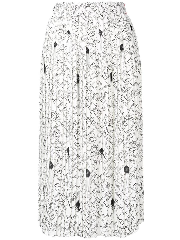 Elisabetta Franchi Logo Pleated Skirt - White