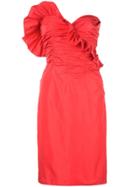 Alexa Chung Ruffled Stripeless Dress - Red