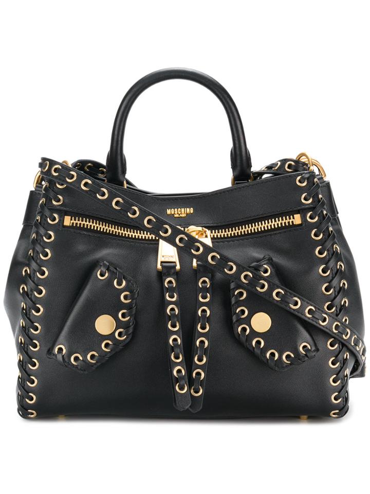 Moschino Fantasia Eyelet Biker Bag - Black