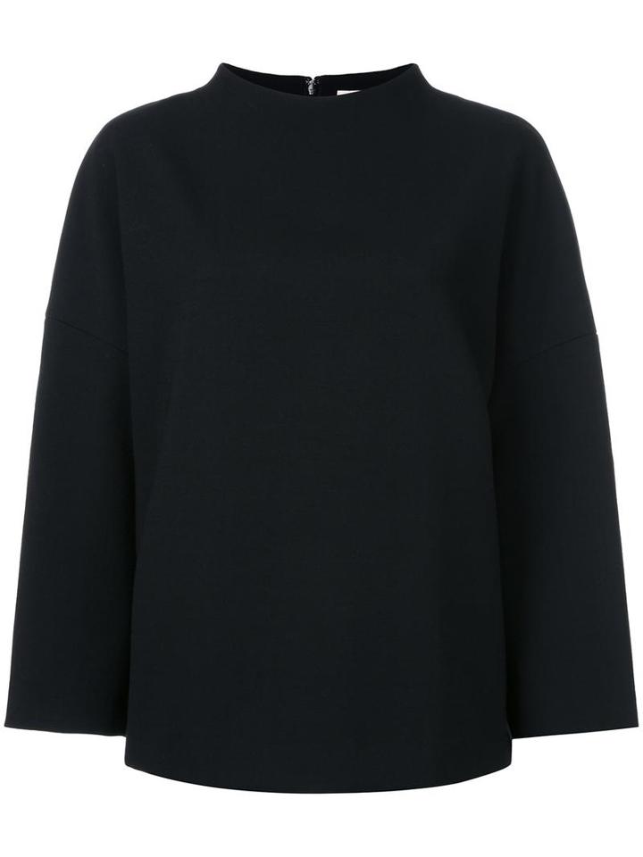 Enföld Wide Neck Oversized Jumper, Women's, Size: 38, Black, Wool/springbok