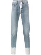 Off-white Sprayed Hem Jeans, Men's, Size: 33, Blue, Cotton/polyester