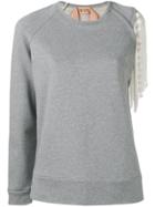 No21 Fringed Sleeve Detail Sweatshirt - Grey
