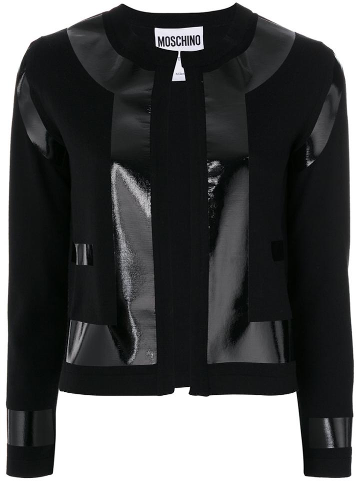 Moschino Patent Effect Contrast Cardigan - Black