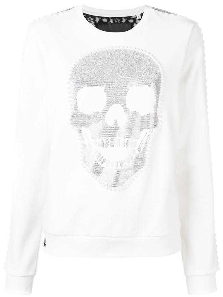 Philipp Plein Embellished Skull Sweatshirt - White