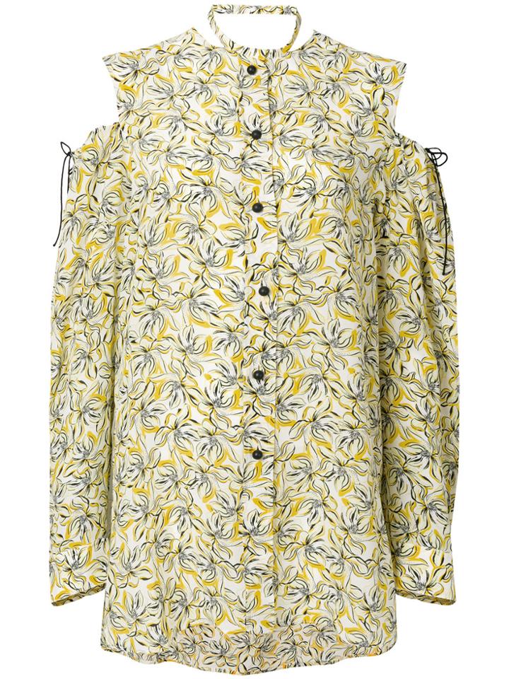 Joseph Cold Shoulder Printed Blouse - Nude & Neutrals