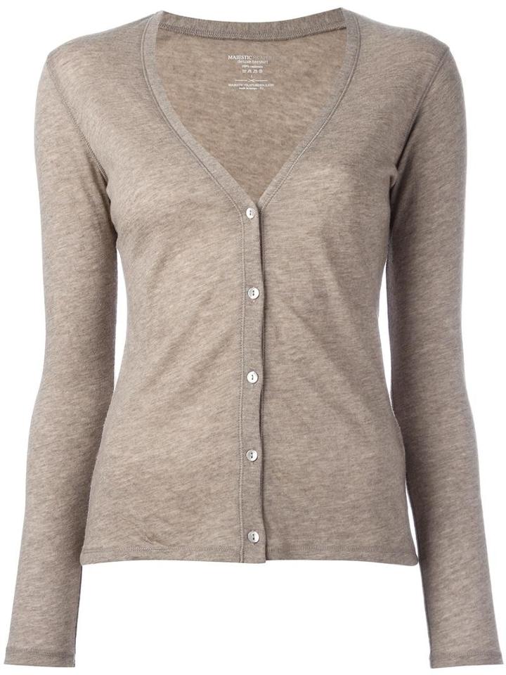 Majestic Filatures V-neck Cardigan, Women's, Size: 3, Nude/neutrals, Cashmere