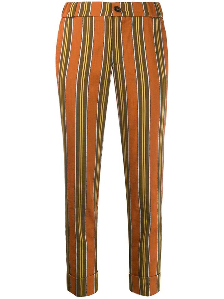 Berwich Striped Chino Trousers - Brown