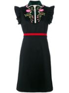 Gucci - Floral Embroidered Jersey Dress - Women - Cotton/polyamide/polyester/spandex/elastane - Xs, Black, Cotton/polyamide/polyester/spandex/elastane