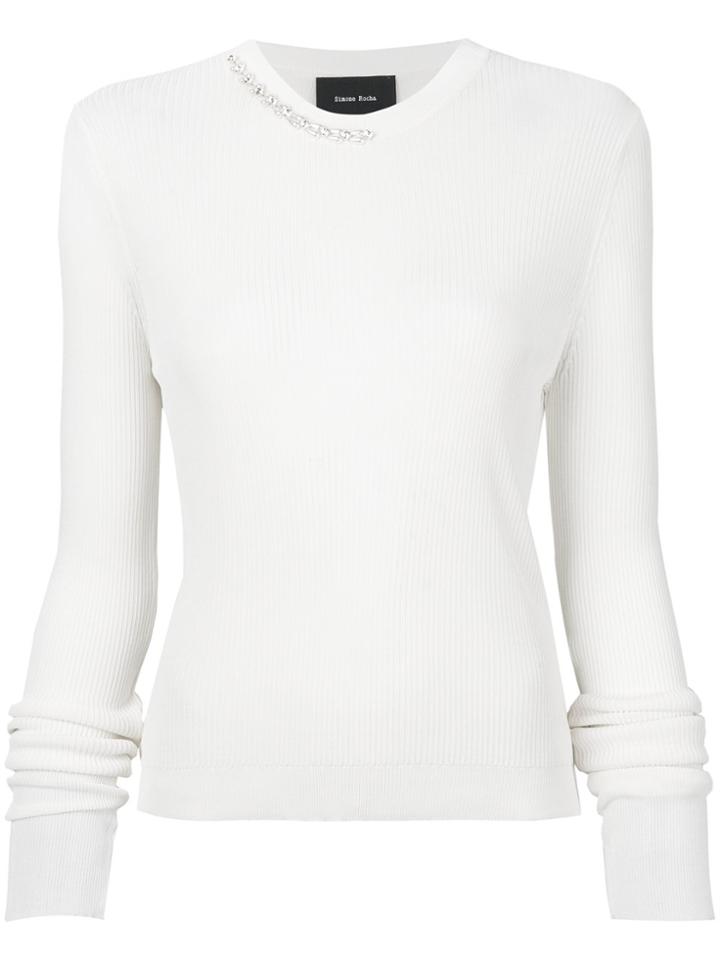 Simone Rocha Embellished Neck Jumper - Nude & Neutrals