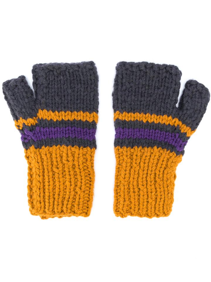 Maison Margiela Colour-block Knitted Gloves - Yellow & Orange