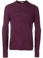 Etro Tonal Paisley Print Jumper, Men's, Size: Large, Pink/purple, Wool