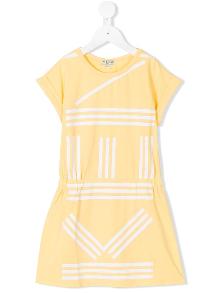 Kenzo Kids Print T-shirt Dress, Girl's, Size: 6 Yrs, Yellow/orange
