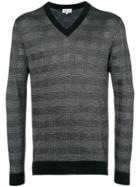 Brioni Checked V-neck Jumper - Grey