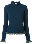 Red Valentino Ruffle Trim Knit Pullover - Blue