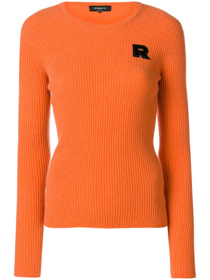 Rochas Ribbed Knit Logo Sweater - Yellow & Orange