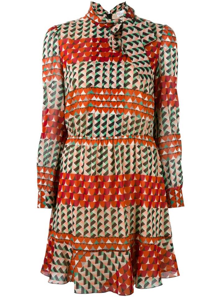 Red Valentino Geometric Print Dress, Women's, Size: 42, Silk/spandex/elastane/polyester