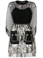No21 Metallic-embroidered Mini Dress - Black