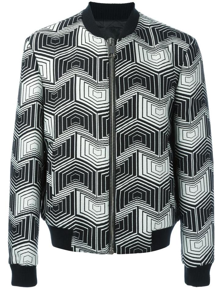 Les Hommes Graphic Print Bomber, Men's, Size: 46, Black, Viscose/wool/acrylic/polyester