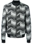 Les Hommes Graphic Print Bomber, Men's, Size: 46, Black, Viscose/wool/acrylic/polyester