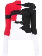 Oscar De La Renta Printed Turtle Neck Top - Black