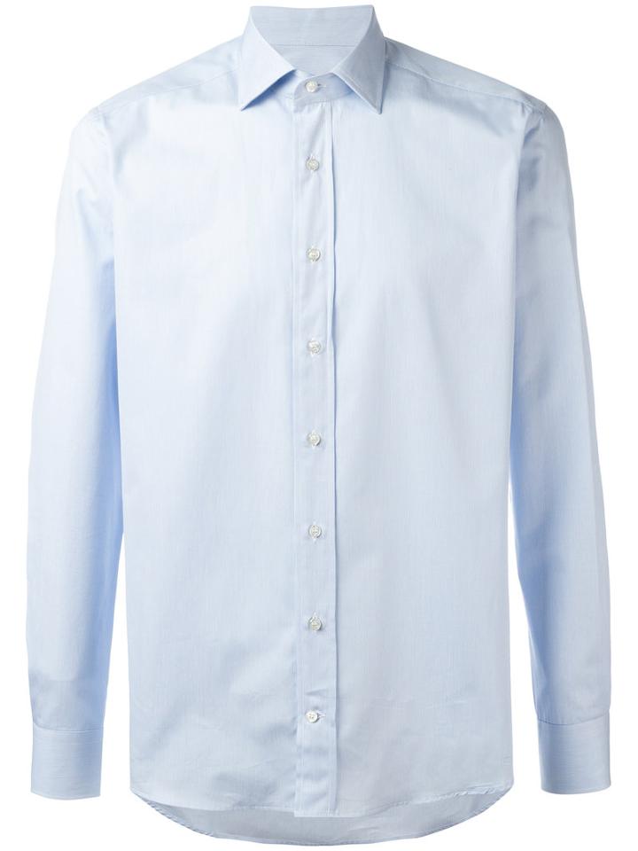 Etro Plain Shirt, Men's, Size: 41, Blue, Cotton