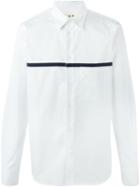 Marni Contrasted Stripe Shirt, Men's, Size: 48, White, Cotton