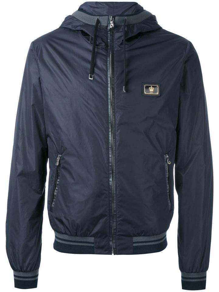 Hooded Jacket - Men - Calf Leather/polyamide - 50, Blue, Calf Leather/polyamide, Dolce & Gabbana