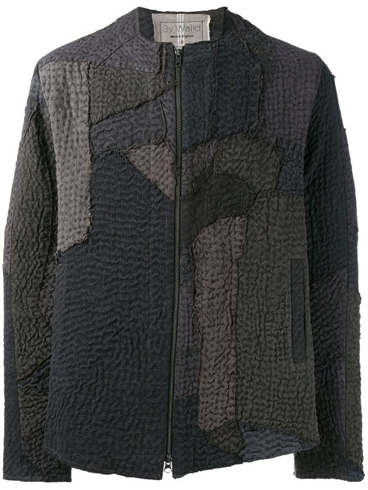 By Walid Textured Bomber Jacket, Men's, Size: Large, Grey, Cotton/linen/flax