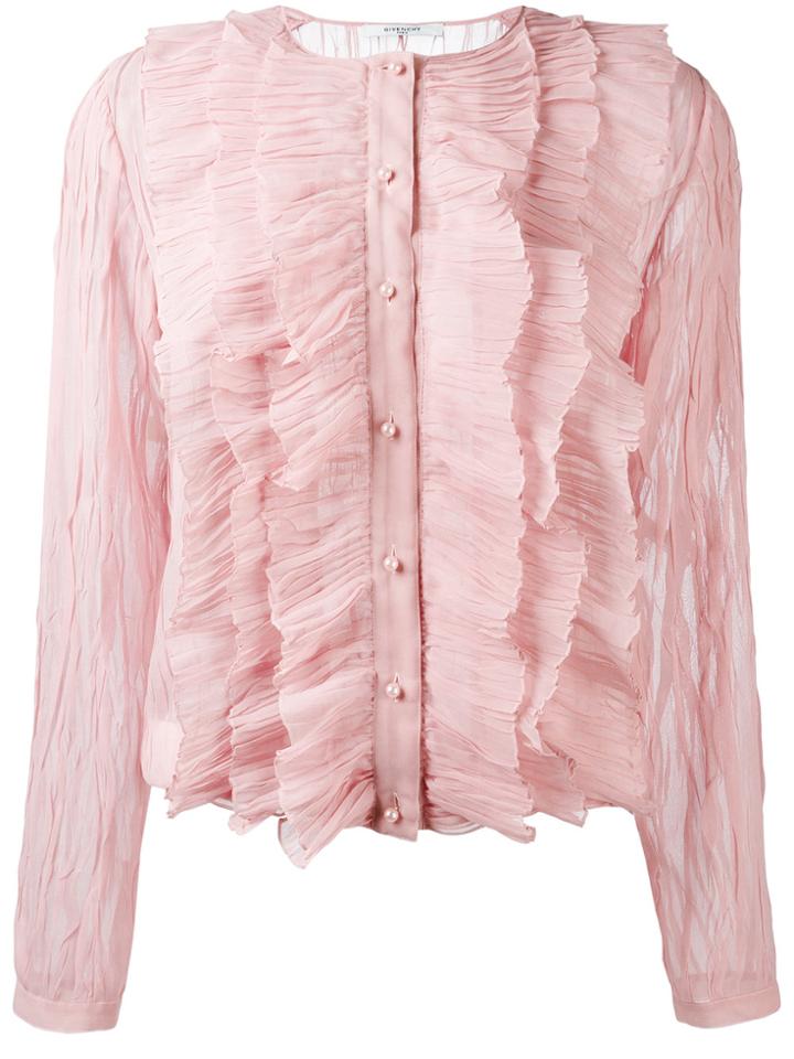 Givenchy Crepe Ruffled Blouse - Pink & Purple