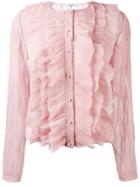 Givenchy Crepe Ruffled Blouse - Pink & Purple