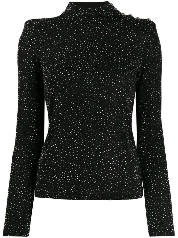 Balmain Rhinestone Embellished Top - Black
