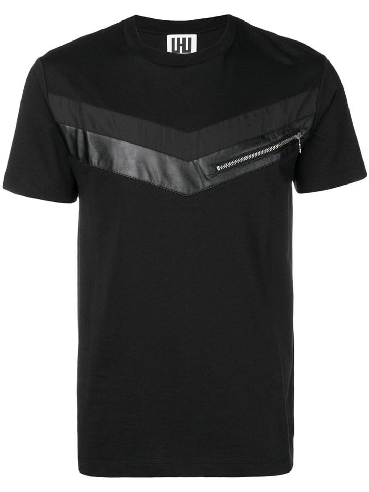 Les Hommes Urban Contrasting Panel T-shirt - Black