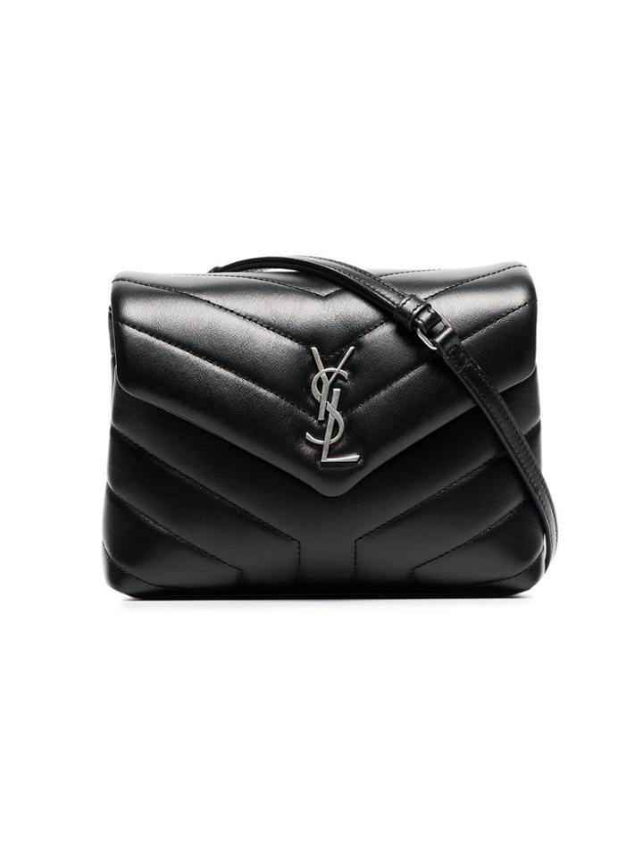 Saint Laurent Sl Blk Qultd Lthr W/ Silv Hrdwre - Black