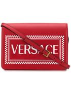 Versace 90s Vintage Logo Crossbody Bag - Red