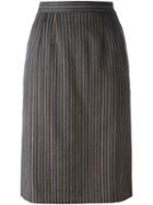 Yves Saint Laurent Vintage Striped Skirt, Women's, Size: 44, Grey