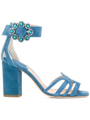 Racine Carree Stone Buckle Sandals - Blue