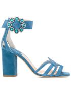 Racine Carree Stone Buckle Sandals - Blue