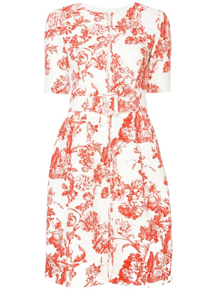 Oscar De La Renta Floral Toile Short Dress - White