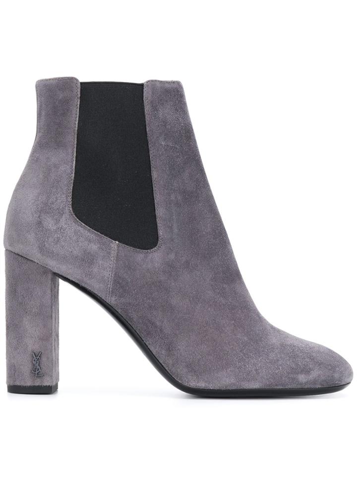 Saint Laurent Loulou 95 Ankle Boots - Grey