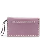 Valentino Valentino Garavani 'rockstud' Clutch, Women's, Pink/purple, Leather