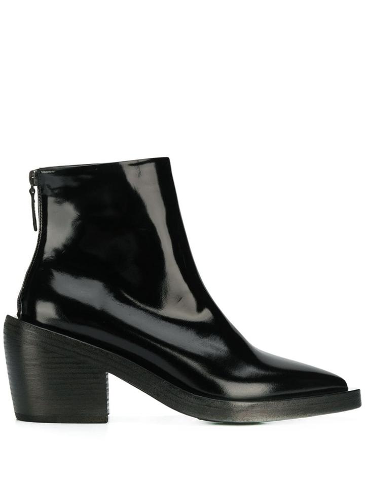 Marsèll Patent Pointed Ankle Boots - Black