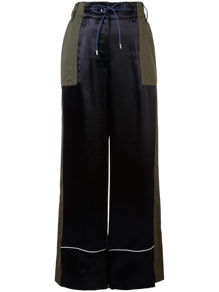 Sacai Patchwork Palazzo Trousers - Blue