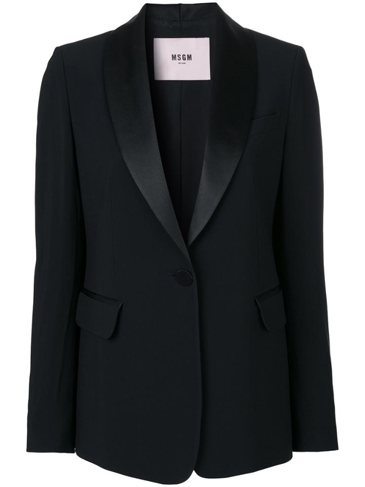 Msgm Scoop Neck Blazer - Black