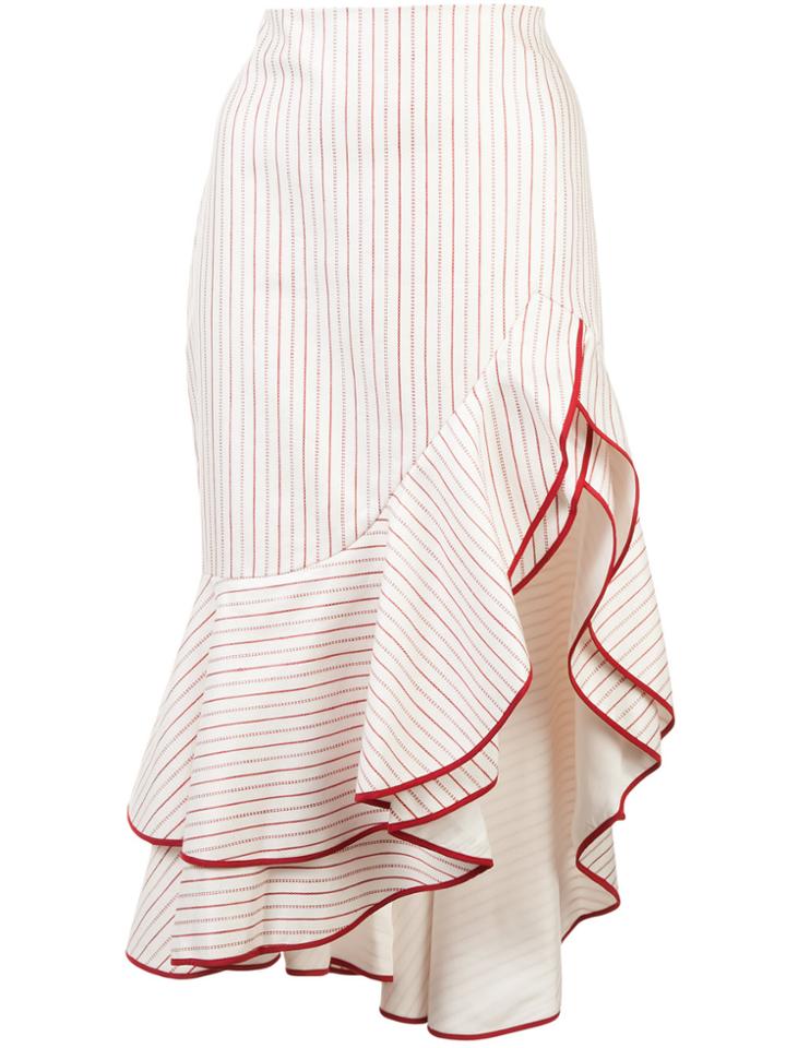 Alexis Ruffled Asymmetric Skirt - Red