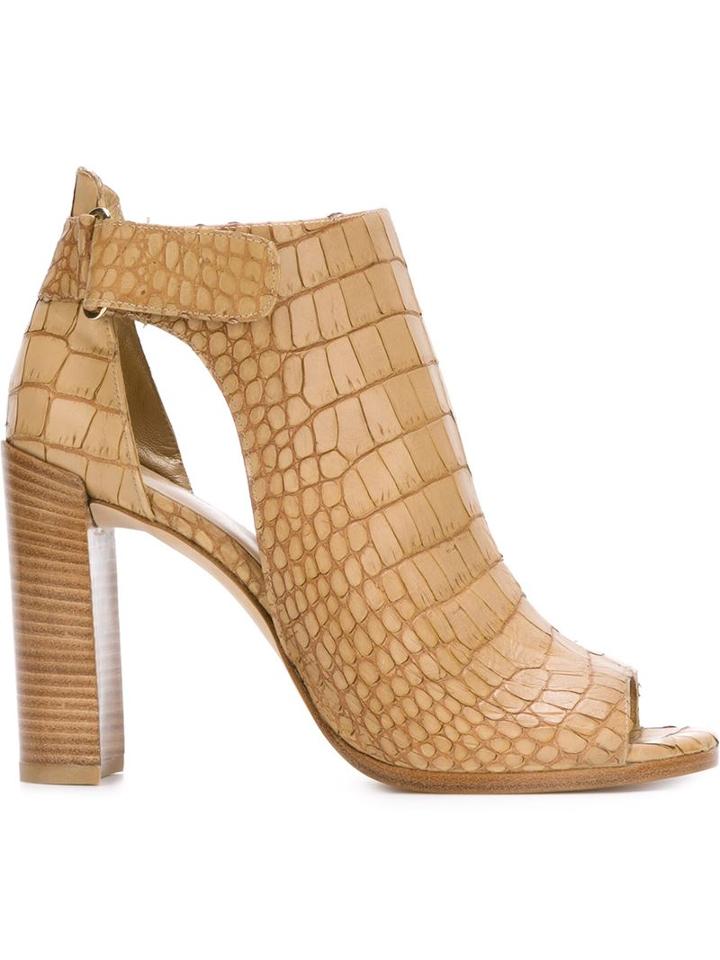 Stuart Weitzman 'open House' Open Toe Aligator Skin Effect Pumps