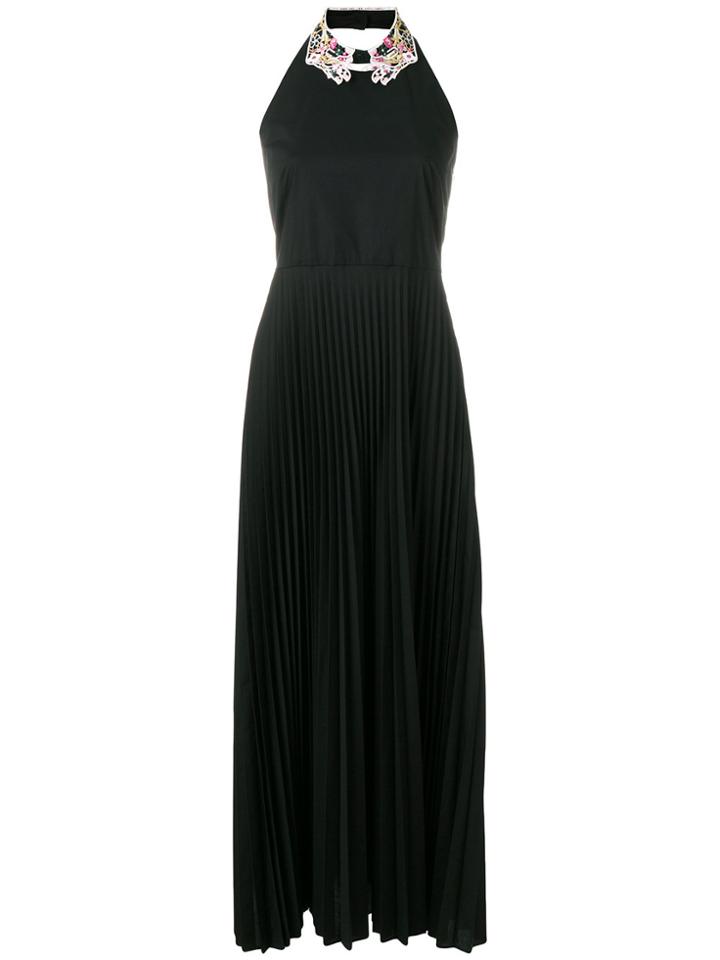 Vivetta Embroidered Collar Sleeveless Maxi Dress - Black