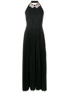 Vivetta Embroidered Collar Sleeveless Maxi Dress - Black